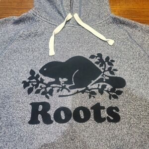 ROOTS Canada Original Kanga Hoodie Sweatshirt Men's/Unisex Gray Salt & Pepper XL